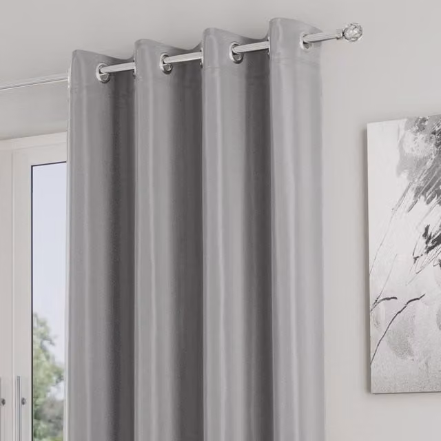 Enhanced Living Nightfall Plain Supersoft Grey Thermal Blackout Single Eyelet Door Curtain, Width: 167.64 cm, Drop: 214 cm