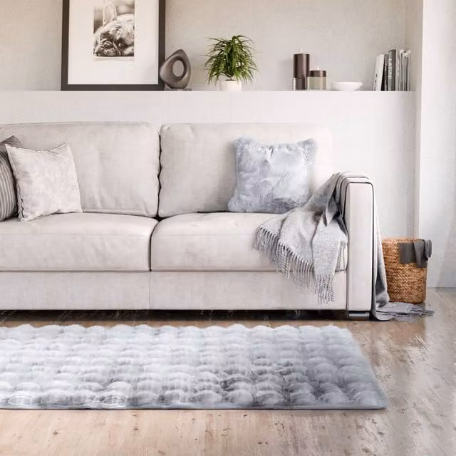 New Edge Blinds Deluxe Faux Fur Rug in Silver, W/D/H: 160 x 230 cm – 1