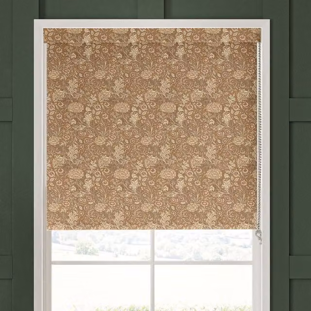 William Morris Double Bough Blackout Made To Measure Roller Blind in Terracotta Floral Pattern