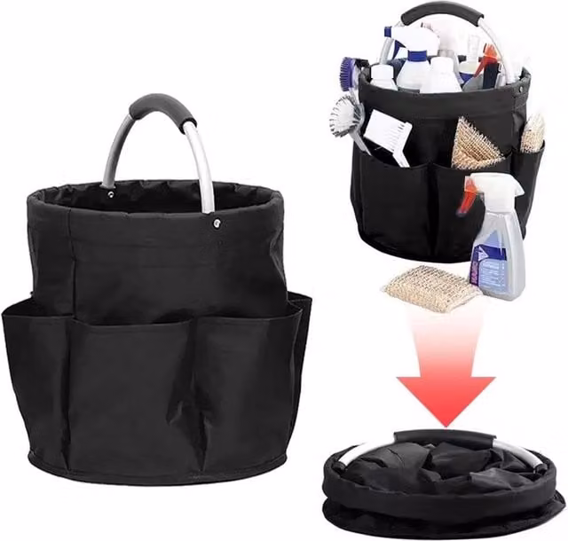 Havendro Black Fabric Cleaning Caddy with Handles