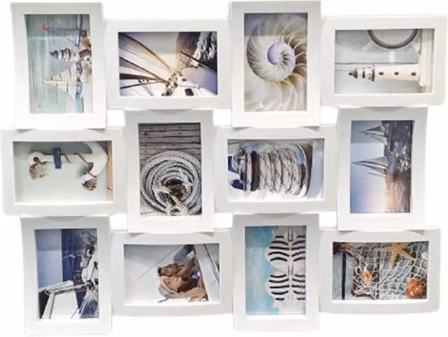 DEENZ Classic Multi Aperture Rectangular Wall Photo Frame, White, 10 x 15 cm
