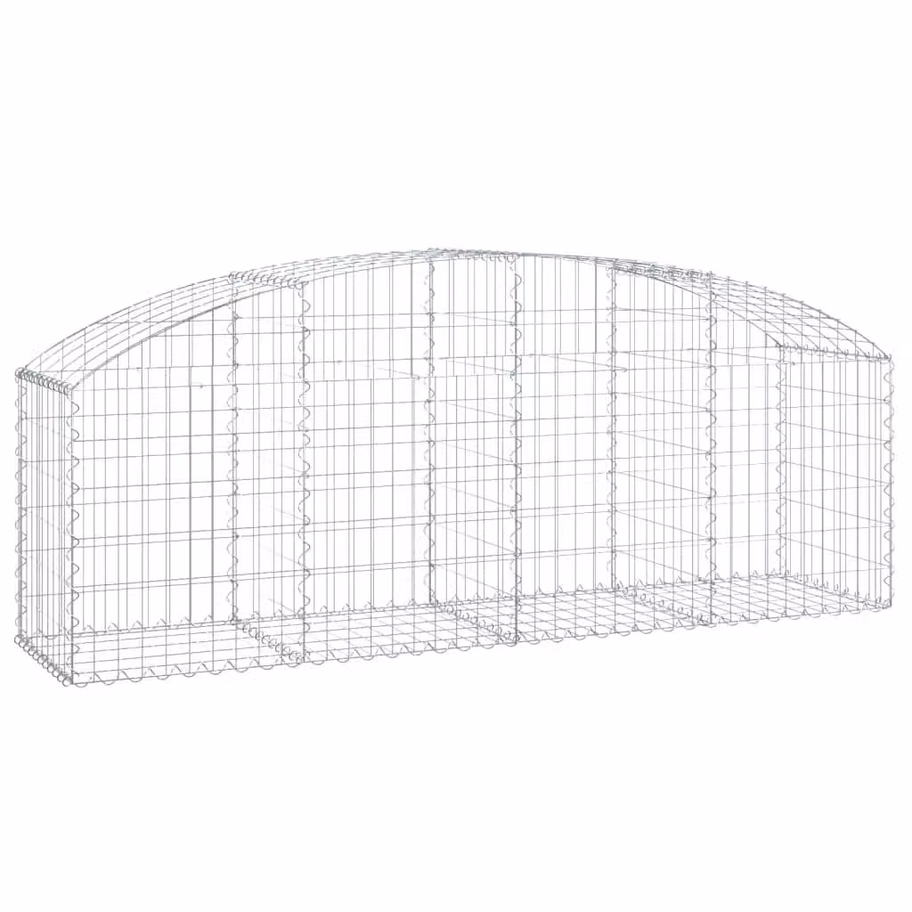 Berkfield Home Arched Gabion Basket in Silver Galvanised Steel, W: 200 cm, D: 50 cm, H: 60-80 cm – 2