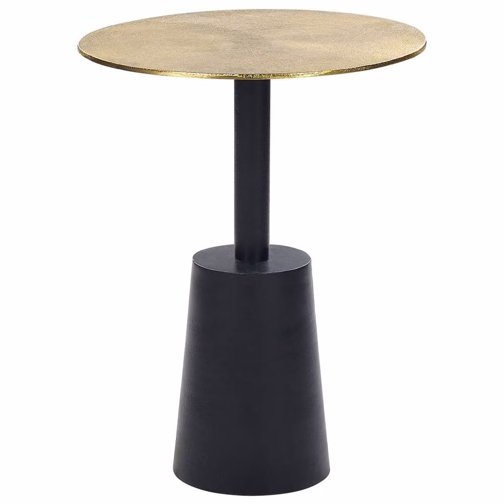 Wyld and Coco Black and Gold Round Metal Geometric Side Table, W/D/H: 36 x 36 x 48 cm – 2