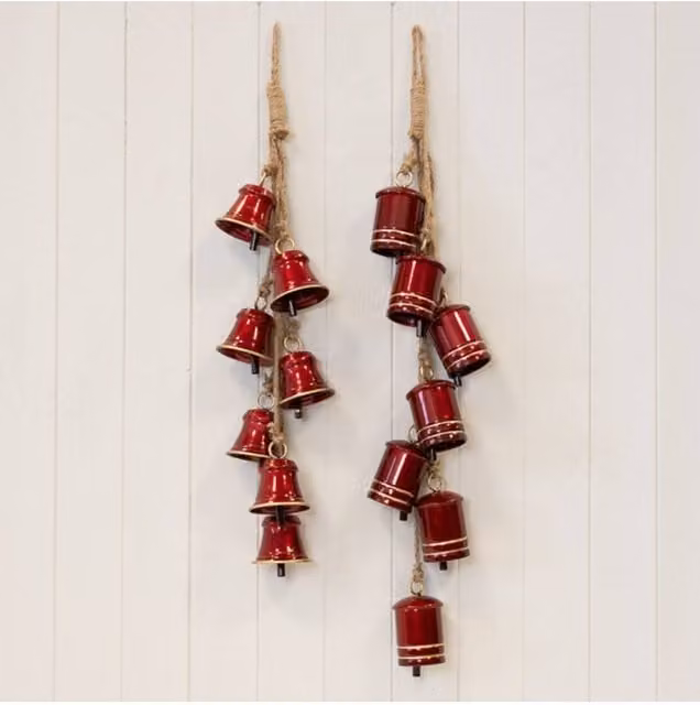 KDMD Metal Glossy Red 7 Bell Hanging Christmas Garland