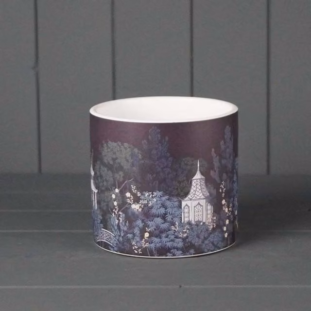 KDMD Oriental Purple Pagoda Ceramic Tabletop Plant Pot