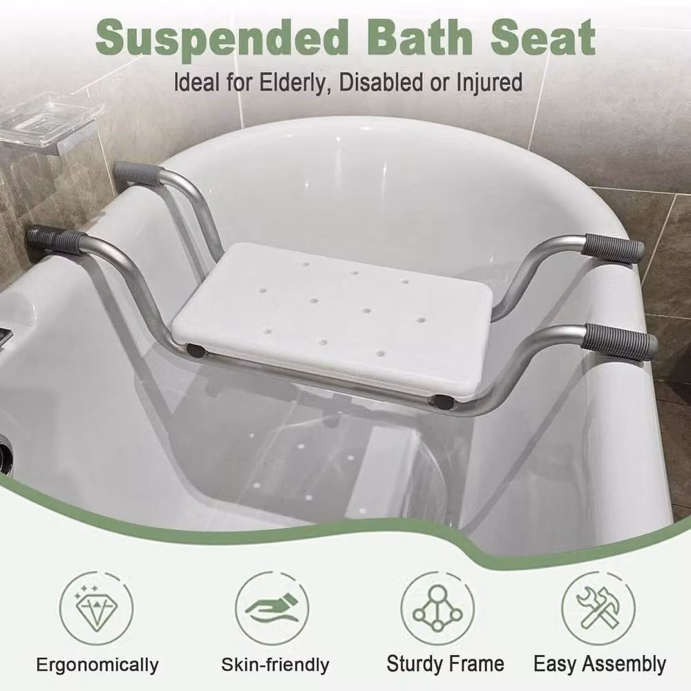 FLAVORA Non-Slip Adjustable Shower Seat for Seniors in White – 3