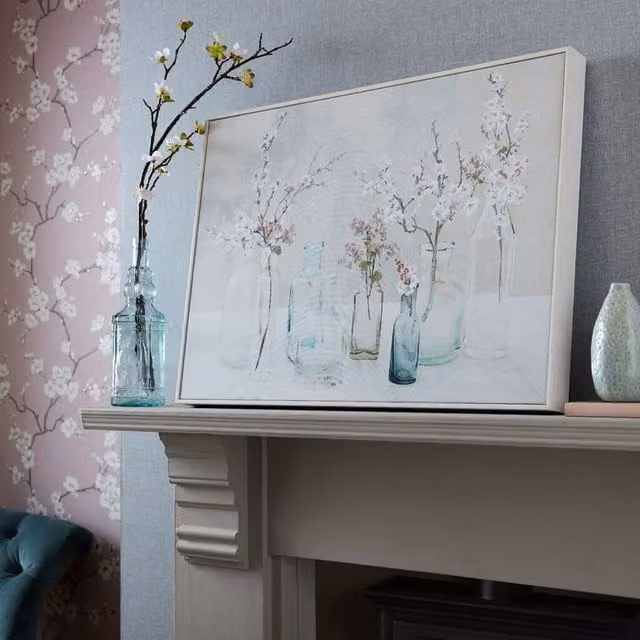 Art for the Home Apple Blossom Bottles Printed Canvas in Grey and Multicolour