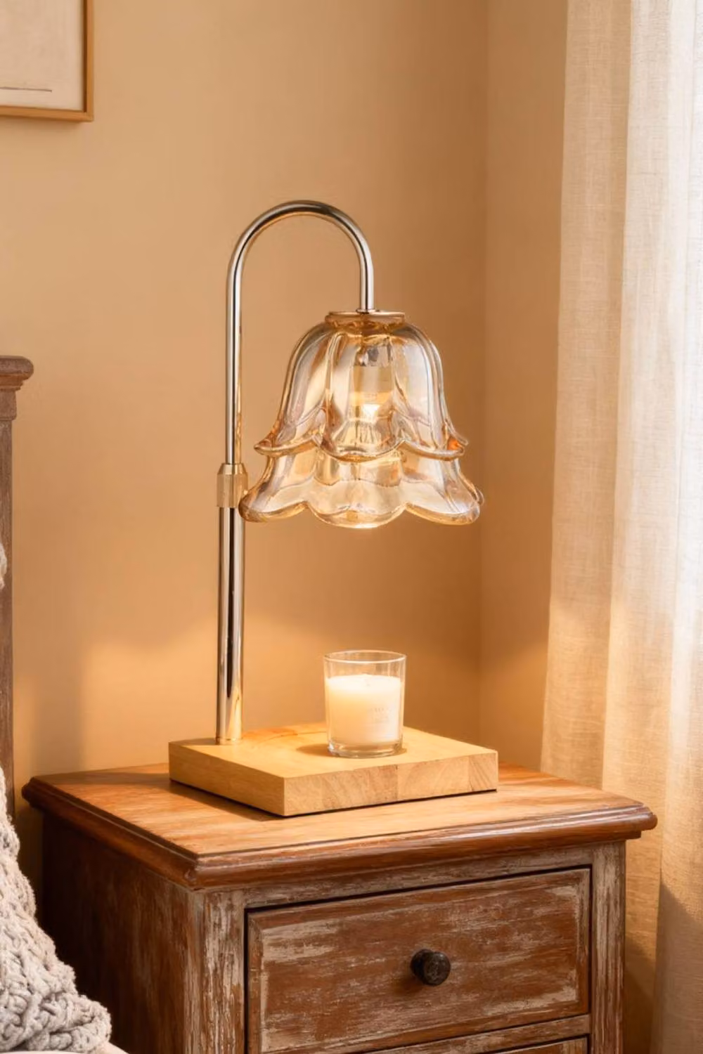 H&O Direct Height Adjustable Dimmable Candle Warmer Lamp in Gold and Wood – 2