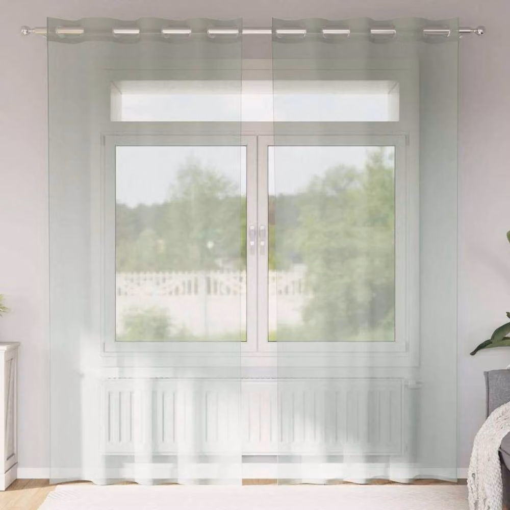Berkfield Home Voile Fabric Panel Curtains with Eyelets, Light Grey, 2 Pack, W: 140 cm, H: 245 cm – 1