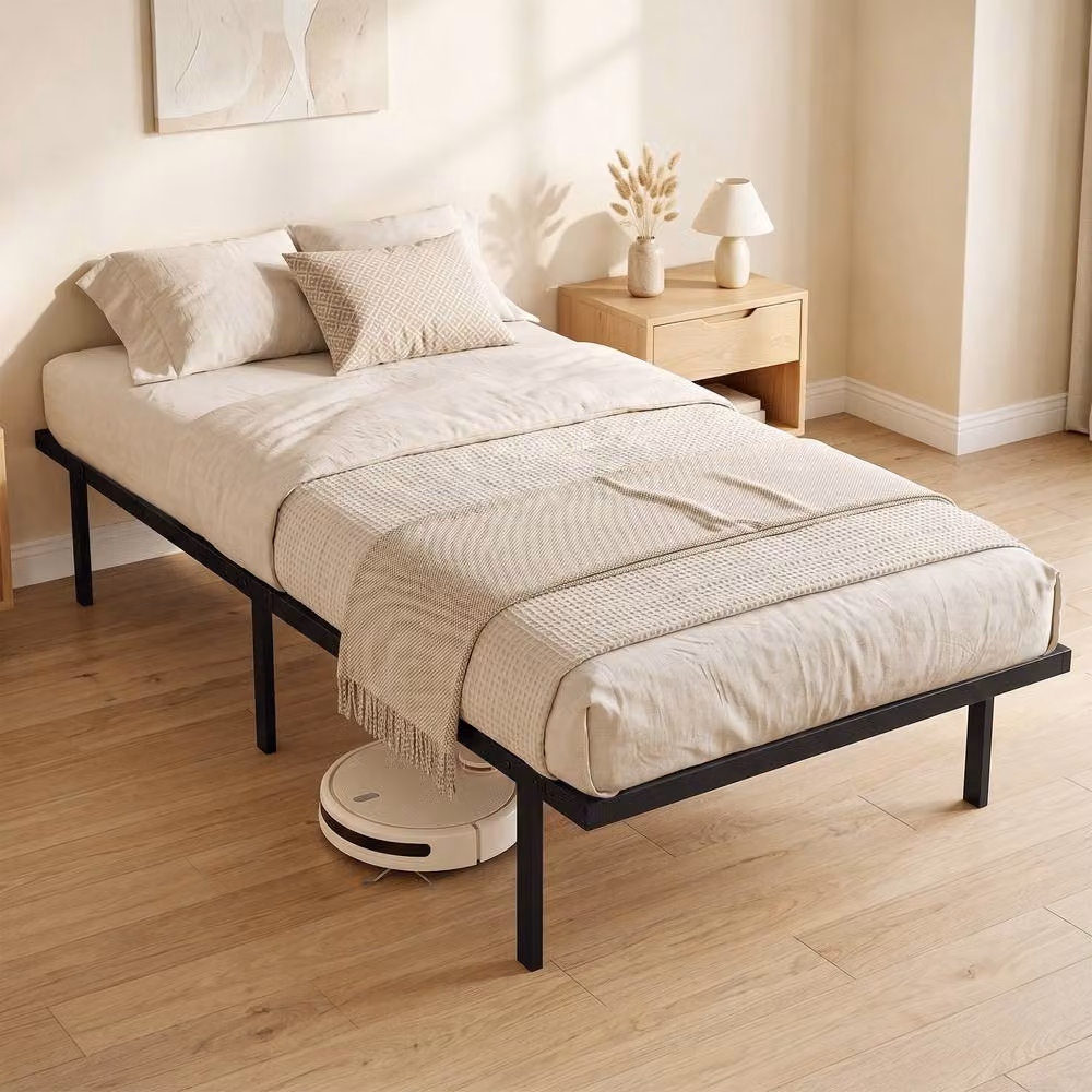 HOMCOM Single Bed Frame with Underbed Storage in Black, W/D/H: 90 x 190 x 35.5 cm – 2