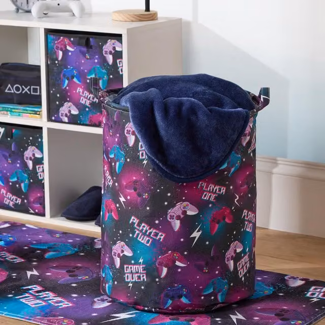 OHS Collapsible Pop Up Kids Laundry Basket and Toy Organiser in Black