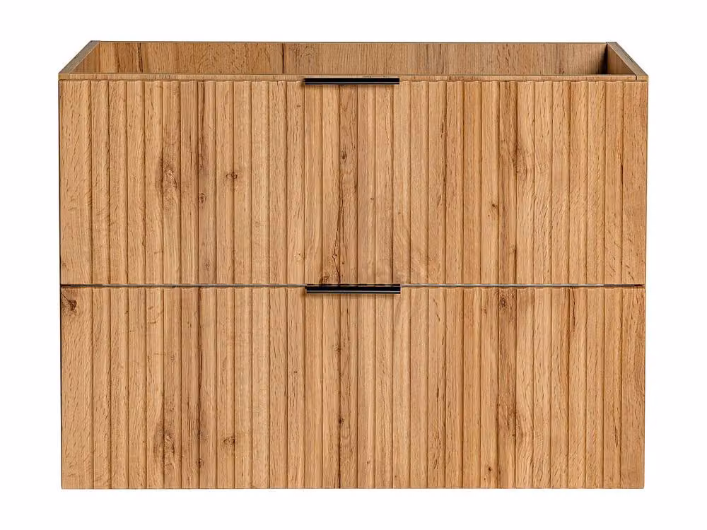 Vente-unique Wall-Mounted Striped Vanity Unit in Light Oak, W: 80 cm, D: 46 cm, H: 57 cm – 2