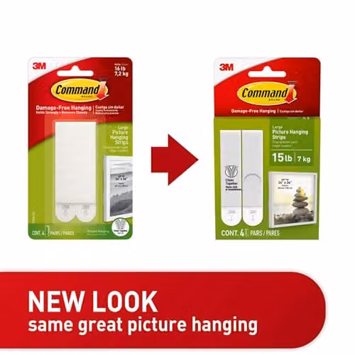 3M Command 17206 Large Double Sided Picture Hanging Strips, White – 3