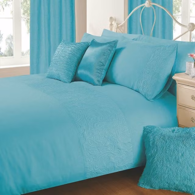 Velosso Floral Microfibre Duvet Cover and Pillowcase Set in Petrol, Pink and Turquoise, W: 200 cm x D: 200 cm