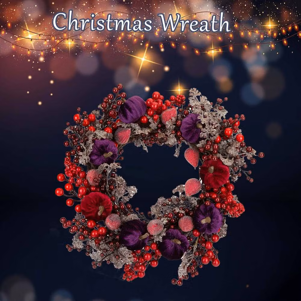 VFM e-Store Christmas Wreath Decoration in Multicolour, Red and Purple, W: 41 cm, H: 38 cm – 3