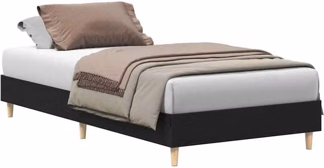 Berkfield Home Modern Bed Frame in Black Oak Engineered Wood W/D/H: 80 x 190 cm – 1
