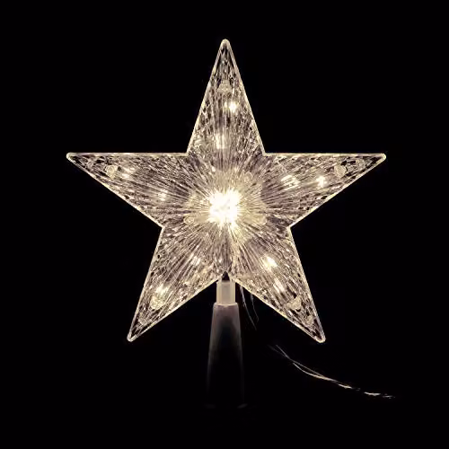 The Christmas Workshop White LED Star Tree Topper with Timer Functionality – 3