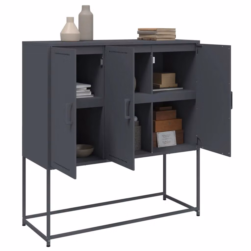 Berkfield Home Anthracite Industrial Steel Highboard W/D/H: 100.5 x 39 x 107 cm – 3