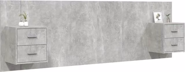 Berkfield Home Classic Bed Headboard with Integrated Nightstand Cabinets in Concrete Grey Engineered Wood W/D/H: 160 x 32.5 x 80 cm