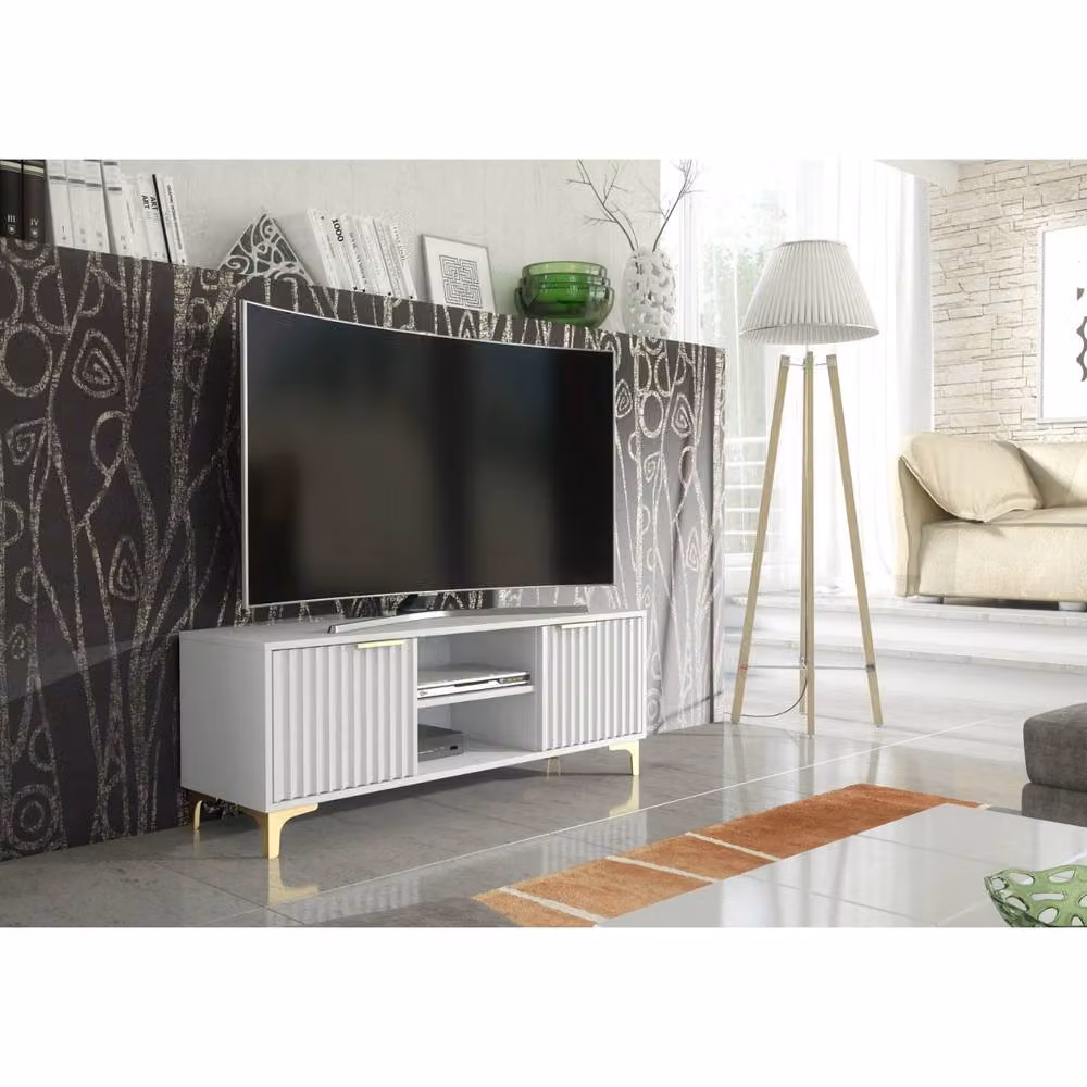 Creative Furniture Tide Crest TV Unit, White and Gold, W: 120 cm, D: 35 cm, H: 45 cm – 2