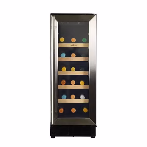 Willow W30WCSS 20 Bottle Under Counter Wine Cooler, 60L Built-In Wine Fridge with Touch Control Digital Display and Front Vented Cooling, Stainless Steel