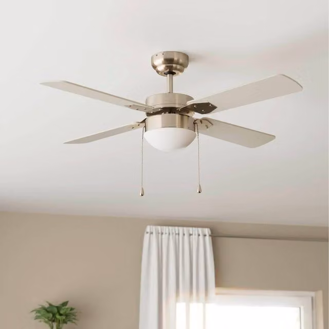 Eglo Gelsina Ceiling Fan Light in Silver and White with Metal and Glass Details