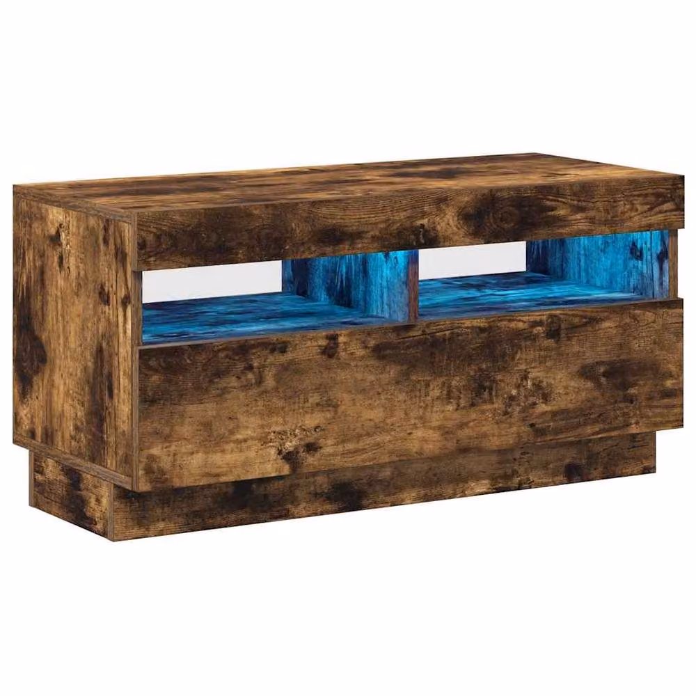 Berkfield Home TV Cabinet with LED Lights in Smoked Oak Brown, W/D/H: 80 x 35 x 40 cm – 3