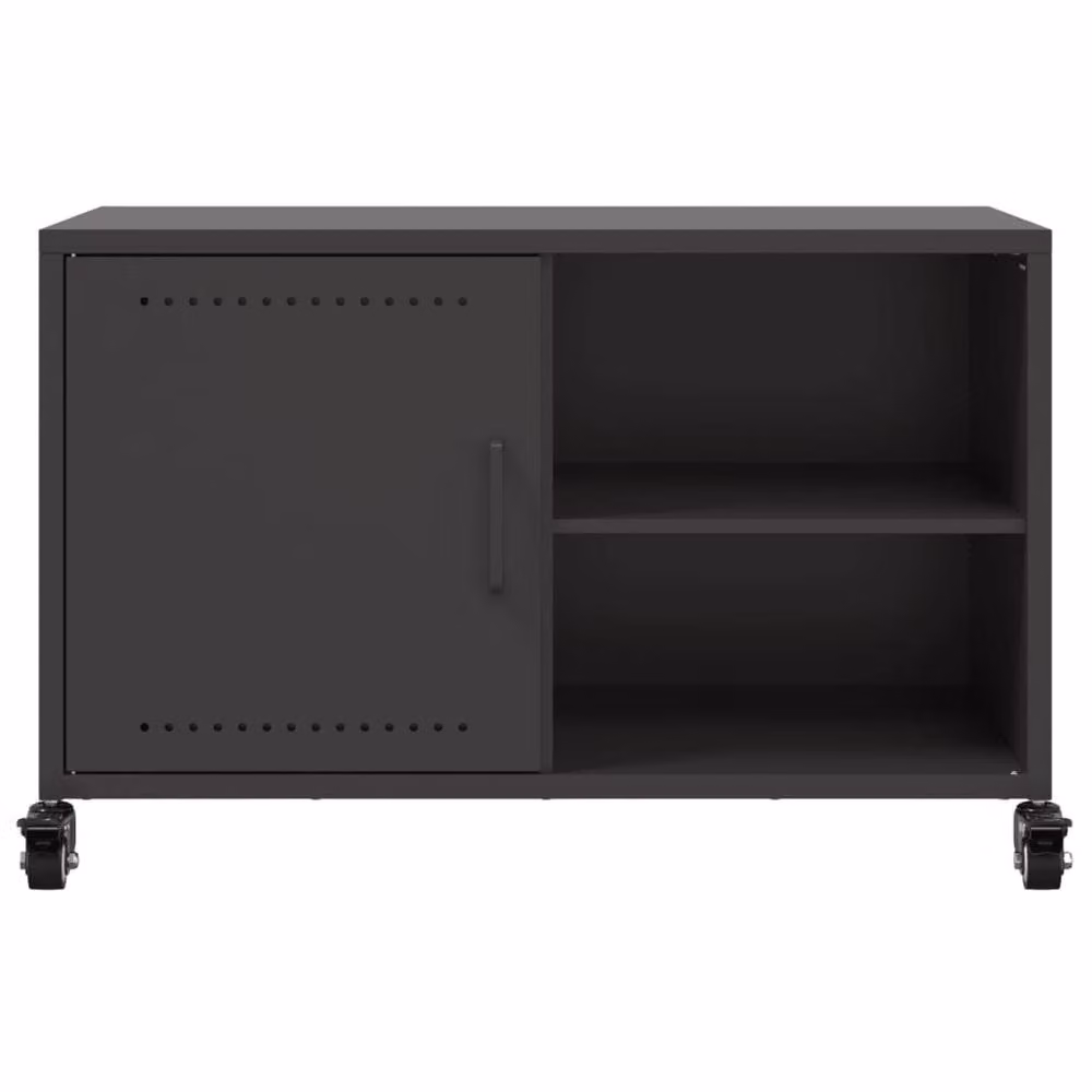 Berkfield Home Modern Black Metal TV Cabinet with Internal Shelves and Hinged Doors W/D/H: 68 x 39 x 43.5 cm – 4