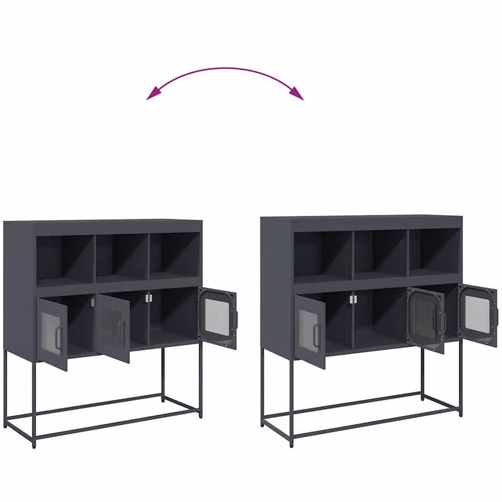 Berkfield Home Anthracite Sideboard in Dark Grey Matt Metal, W/D/H: 100.5 x 39 x 107 cm – 3
