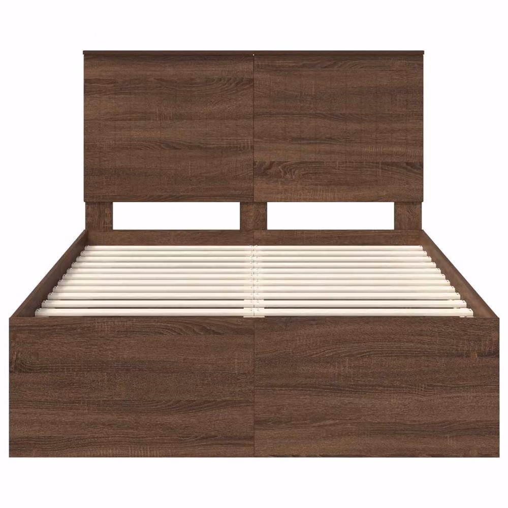 Berkfield Home Modern Bed Frame with Headboard in Brown Oak and Pine Wood, W/D/H: 120 x 200 cm – 3