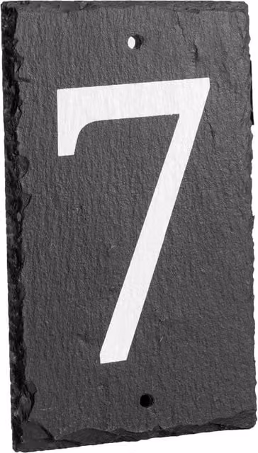 Nicola Spring Rustic Natural Slate House Number 7 Sign, Grey and White, W: 9.0 cm, H: 14.5 cm – 8