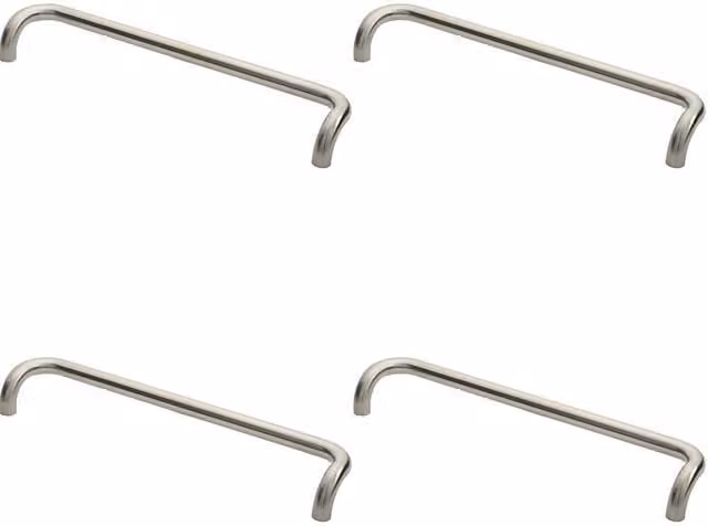 Loops 4x Cranked Pull Handle in Satin Brushed Stainless Steel, Silver, Length: 630 mm, Fixing Centres: 600 mm, Depth: 30 mm