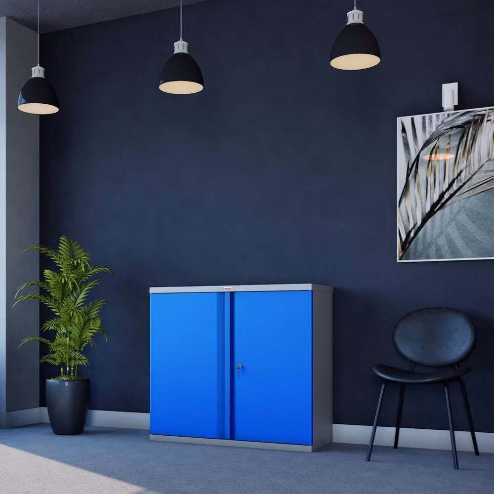 Phoenix Safe Company Blue Steel Storage Cupboard with Key Lock and Adjustable Shelves, SCL0891GBK – 2