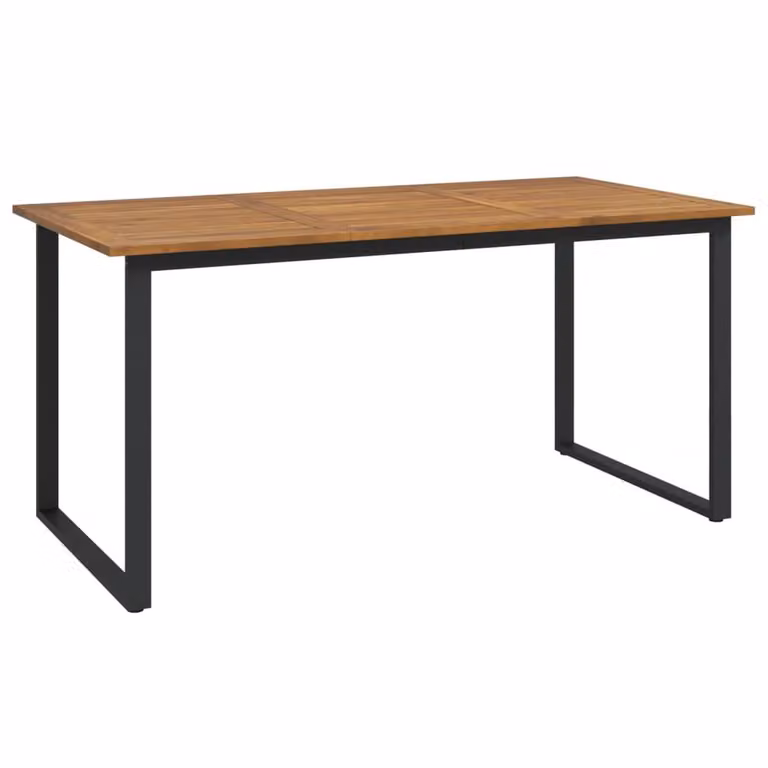 Berkfield Home Brown Acacia Wood Garden Table with U-shaped Legs W: 160 cm, D: 80 cm, H: 75 cm