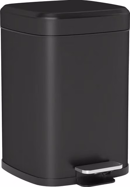 HOMCOM 12L Modern Boxy Metal Kitchen Pedal Bin with Soft-Close Lid and Removable Inner Bucket, Black – 1