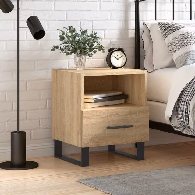 Berkfield Home Sonoma Oak Bedside Cabinet in Brown, W/D/H: 40 x 35 x 47.5 cm – 1