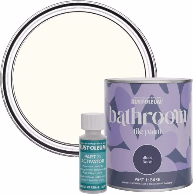 Rust-Oleum Bathroom Tile Paint in Gloss Finish, White, 750ml