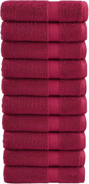 Berkfield Home SOLUND Premium Cotton Terry Shower Towels, 10 Piece Set, Red, W: 70 cm, L: 140 cm, 600gsm