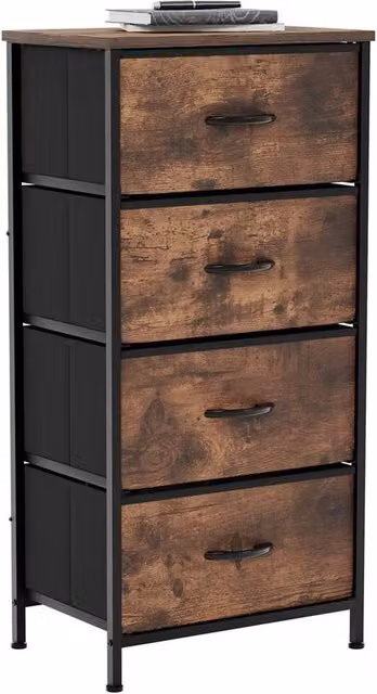 SPETLEK 4 Drawer Fabric and Metal Chest of Drawers in Brown – 1