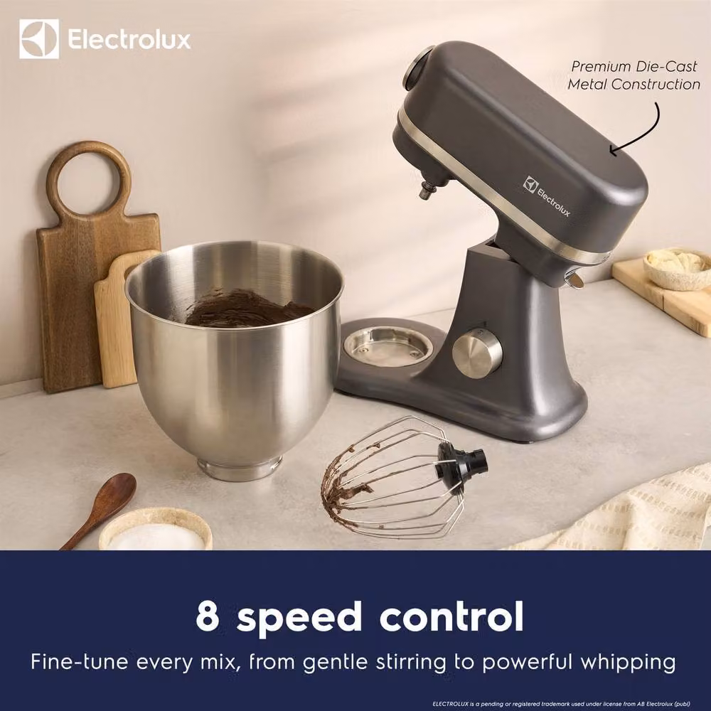 Electrolux 1600W Die-Cast Stand Mixer with 6.5L Stainless Steel Bowl, Grey – 2