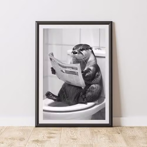 60 Second Makeover Otter On The Toilet Animal Print Paper Poster, W: 21.0 cm, H: 29.7 cm