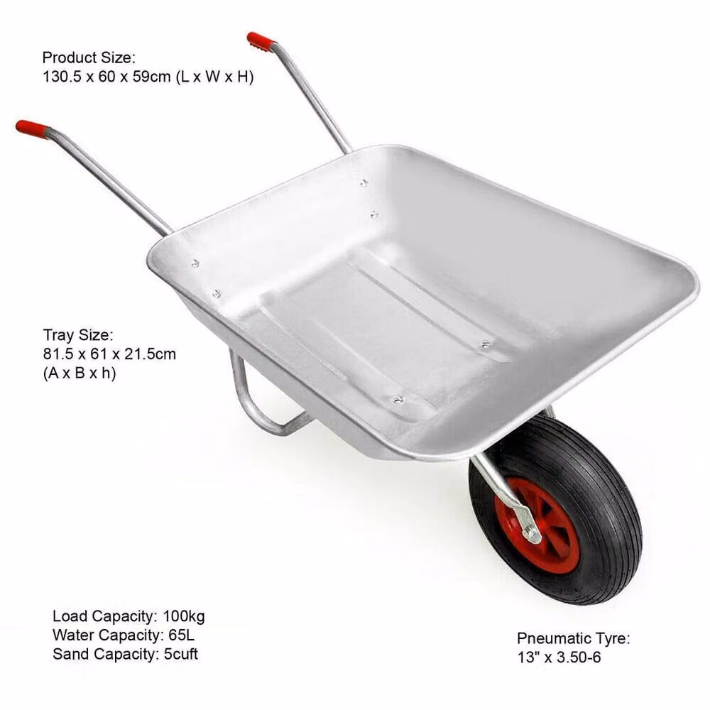 KORVIXA 65L Galvanised Steel Wheelbarrow in Silver – 3