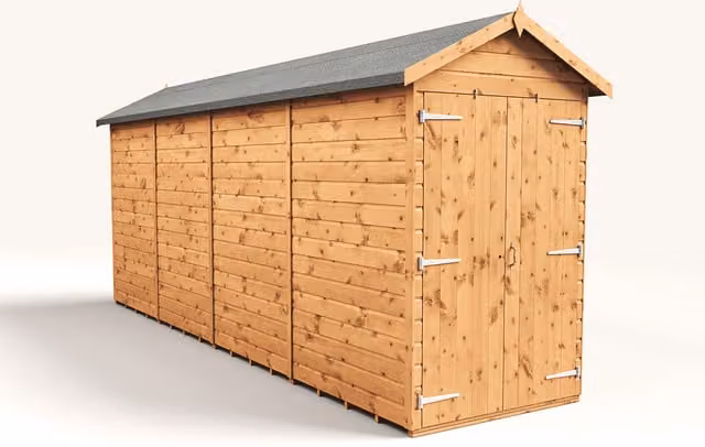 Empire Sheds Empire 4x16 Modular Apex Garden Shed with Double Door in Brown
