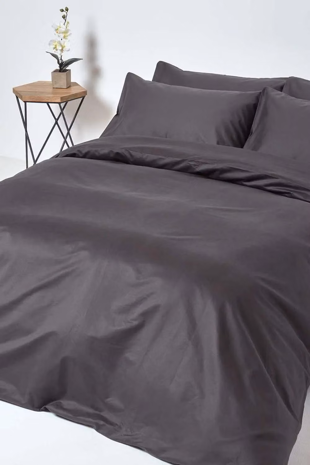 Homescapes Egyptian Cotton Single Flat Sheet, 1000 Thread Count, Charcoal Grey, W: 90 cm, L: 190 cm – 2