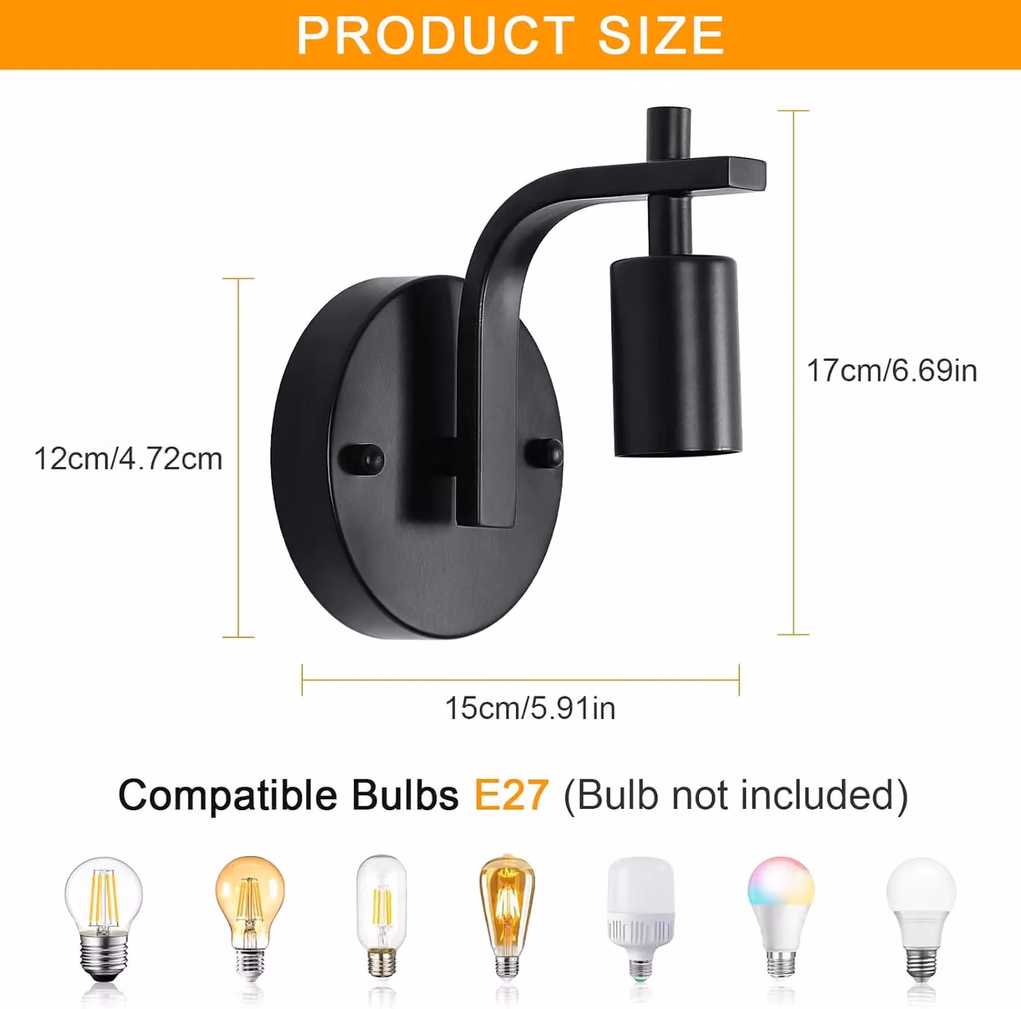 COMELY 2 Pack Black Metal Industrial Vintage Wall Lights with E27 Up and Down Lighting – 5