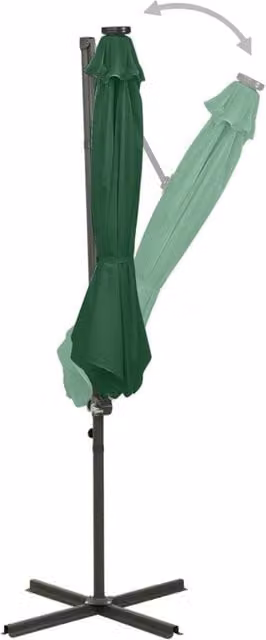 Berkfield Home Green Cantilever Garden Umbrella with LED Lights and Aluminium Pole, Diameter: 300 cm – 1