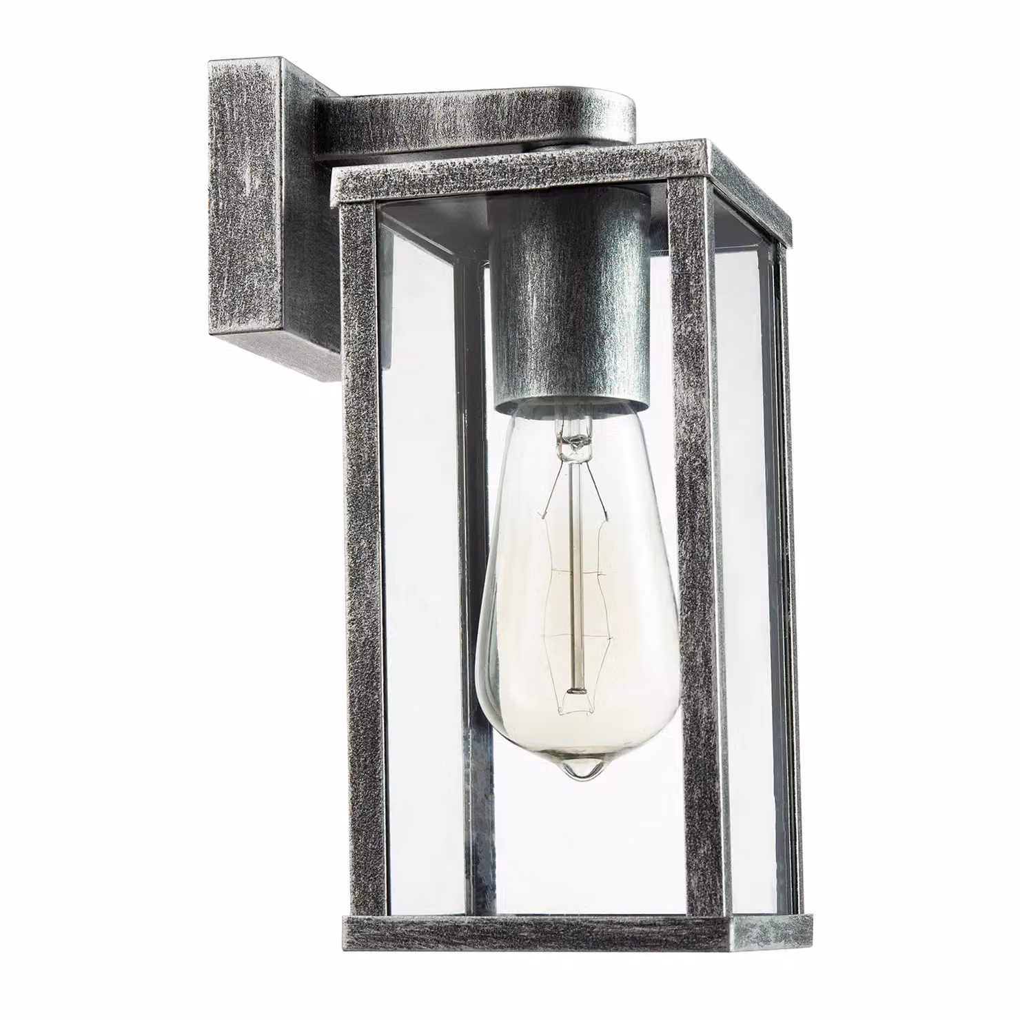 Happy Homewares Classic Black and Silver Outdoor Lantern Wall Light with Glass Sides – 2
