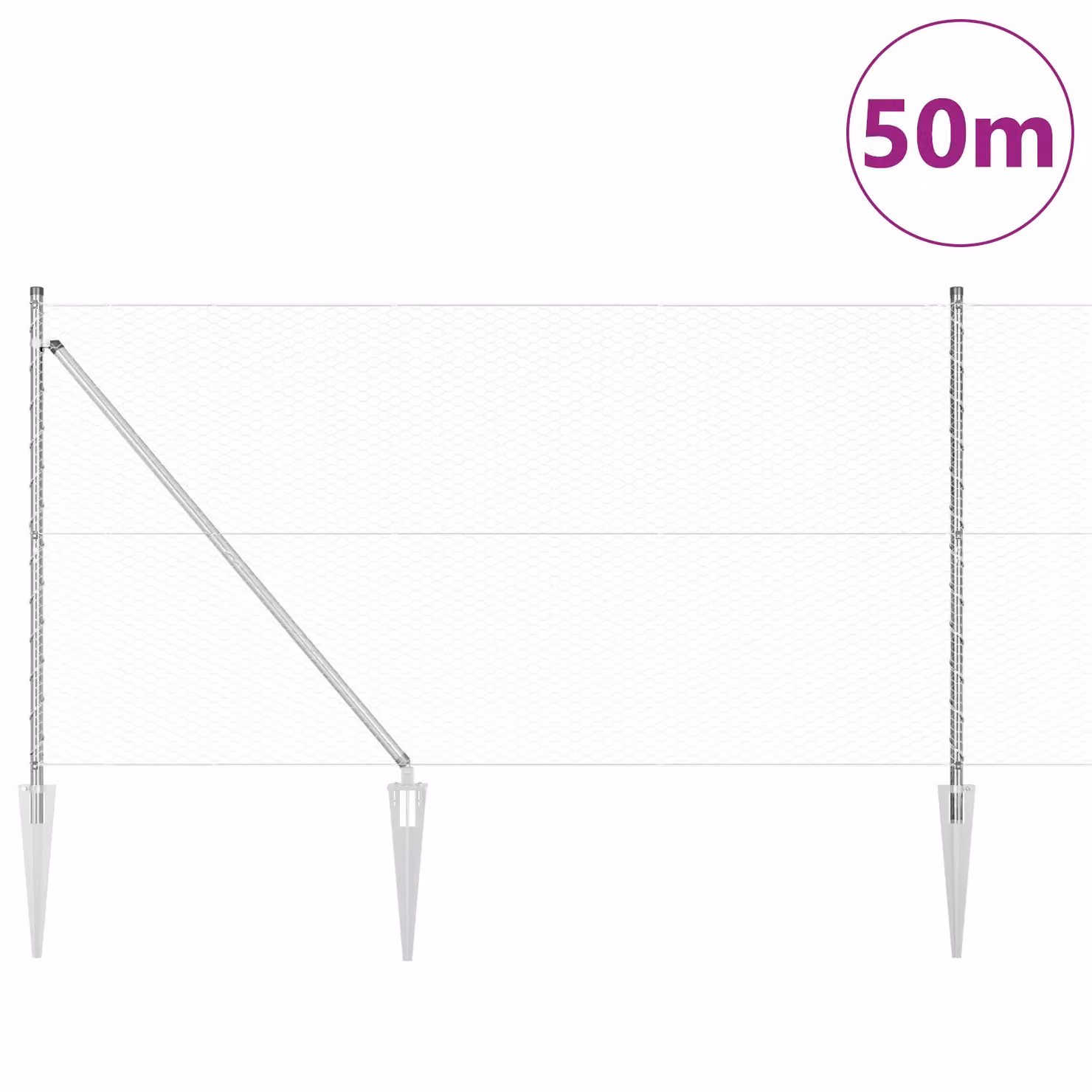 Berkfield Home Hexagon Fence in Silver Galvanised Steel, H: 120 cm, L: 50 m – 2