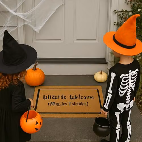 Nicola Spring Wizards Welcome Halloween Coir Door Mat, Brown, W: 60 cm, D: 40 cm – 3