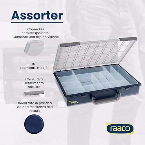 Raaco 136211 Assorter PSC 55 4x8-15 Compartment Box in Blue and Transparent – 3